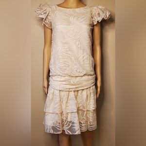 Vintage Cream Bubble Dress With Flare Short Sleeves